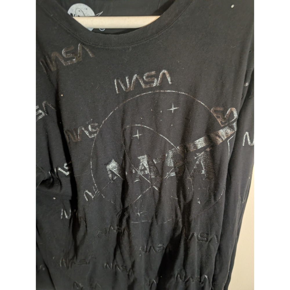 NASA Women's 2XL Black Fleece Pullover Crewneck Raglan Logo Sweatshirt - Picture 2 of 6